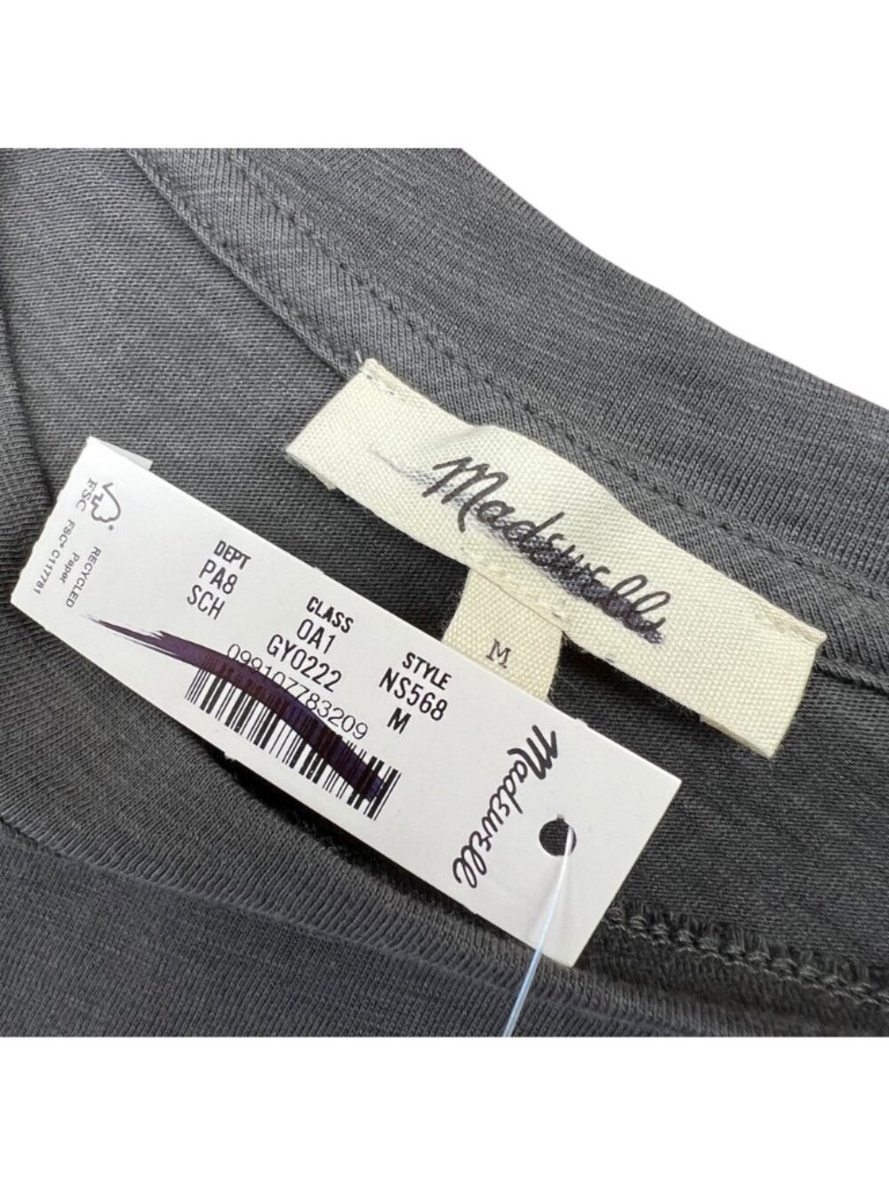 Madewell Womens Gray Cotton Short Sleeve T-Shirt Size Medium NWT - Picture 6 of 8